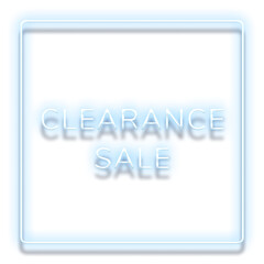 Blue neon word CLEARANCE SALE typography design element