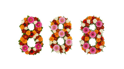 Floral Number Eight on transparent isolated background,png