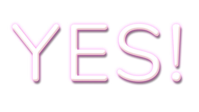 Purple neon word YES typography design element