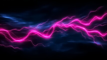 Purple and blue electric storm with a lot of sparks. The image is of a very dark sky with a lot of blue
