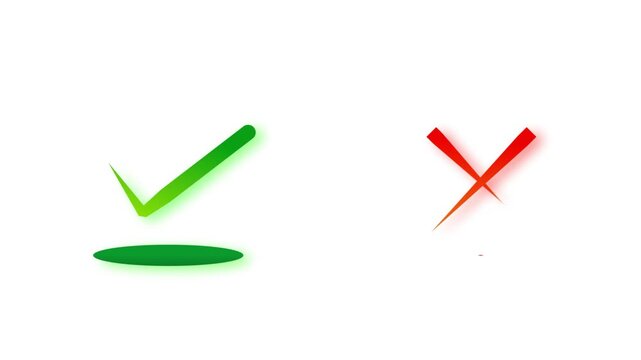 Green Check Mark and Red X Icon Animation on White Background