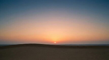 Minimal Desert Horizon at Golden Hour with Vast Sky Copy Space