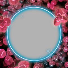 Obraz premium Red neon clover frame png