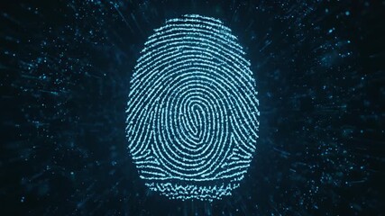 Fingerprint scan with moving particles around, biometric security and digital authentication concept - Powered by Adobe