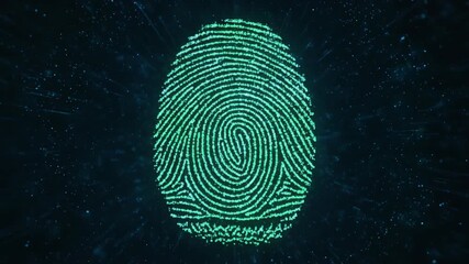Fingerprint scan with moving particles around, biometric security and digital authentication concept - Powered by Adobe