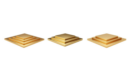 Gold display podium on transparent background