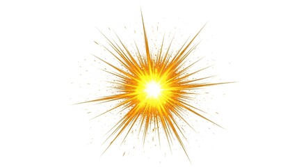 Vibrant explosion of light radiating from a central point, emitting rays in a dynamic burst of energy viewed straight on