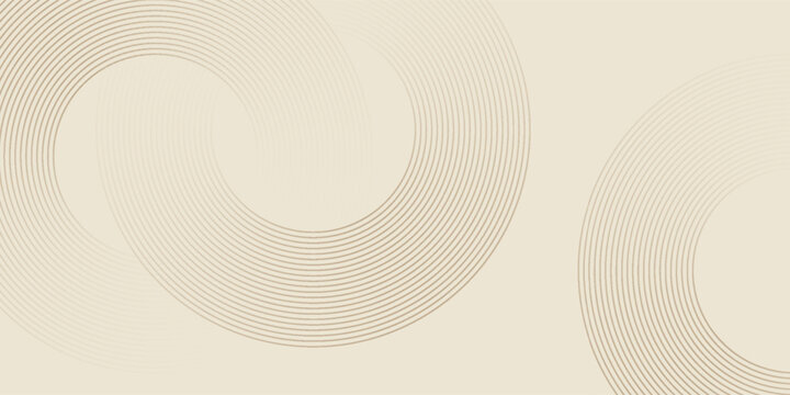 Abstract background with lines and waves. Web banner size.Circle for design. Vector background for brochure, booklet, flyer, poster. Brown and beige gradient. Coffee, cafe