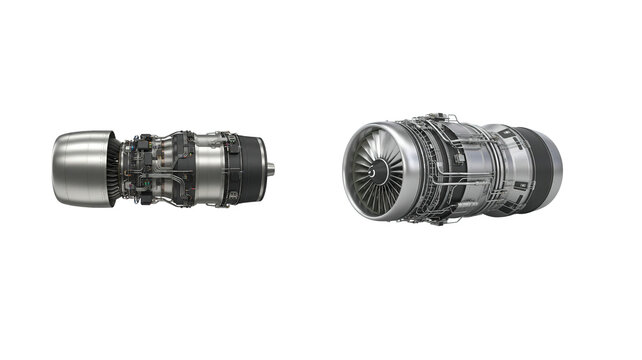 Jet engine on transparent background