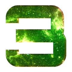 Obraz premium Png number 3 stellar effect green font