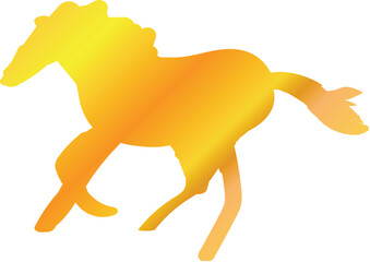 Shiny Gold Horse Silhouette Hand Drawn Vector Illustration