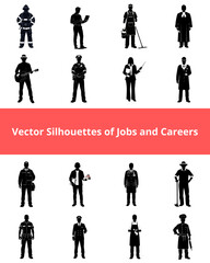 Professions Silhouette Icons Set &ndash; Vector Occupation People Black Pictograms for Infographics & UI