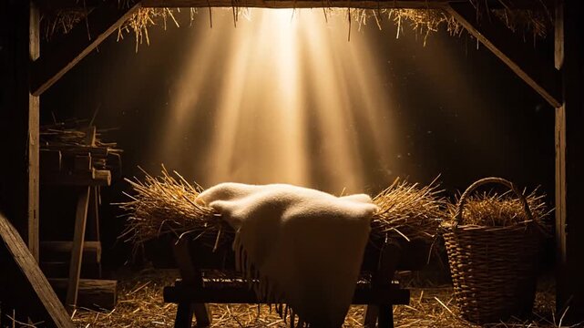 Nativity Manger with Gods Light.