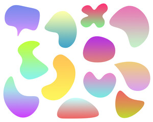 Set Of Colorful Organic Gradient Shapes Graphic Elements For Design Application With Background in PNG