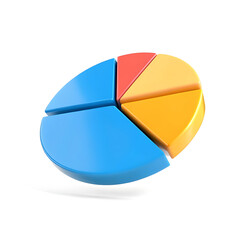Obraz premium A 3D pie chart icon isolated on white background with colorful sections