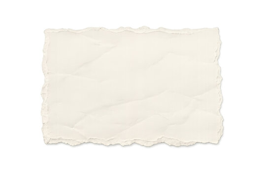 Torn piece of old paper with ripped edges and crumpled texture, blank brown parchment scrap for vintage background design