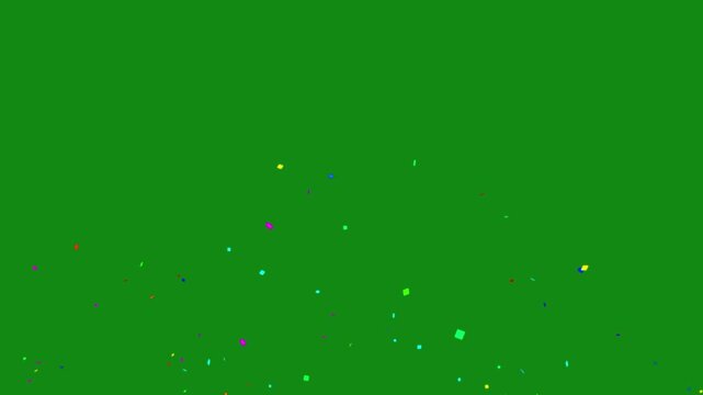 4k Multicolor Confetti Explosion, 3D animation of exploding confetti, Animation of colorful confetti falling, Colourful confetti party popper explosions, colorful confetti burst on green screen
