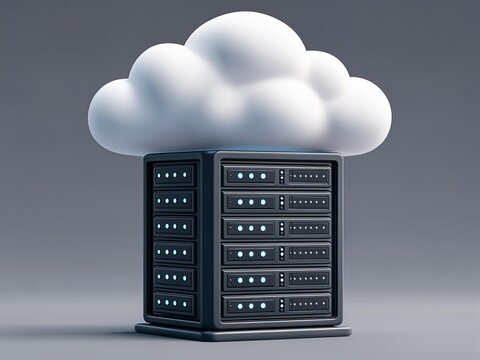 Cloud computing server rack representing cloud storage technology