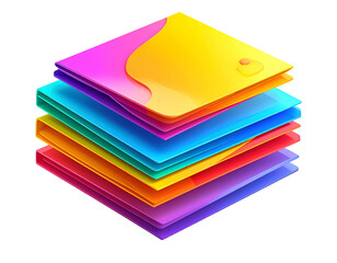 Vibrant, layered, abstract art with stacked, colorful, geometric shapes