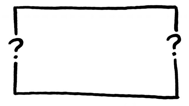 Hand drawn rectangular frame with question marks animation, perfect for educational content, social media stories, and interactive presentations. 4K video
