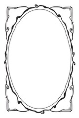AI Generative. Black and White Elegant Hand-Drawn Laurel Wreath Oval Frame with Decorative Flourishes. 2