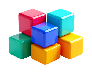 Obraz premium Colorful 3D cubes stacked artfully, glossy surfaces