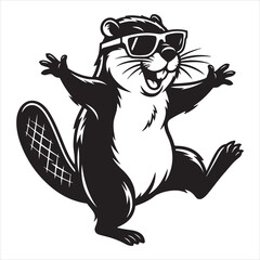 Beaver dancing with sunglasses svg
