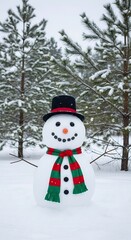 Obraz premium Snowman in Winter Wonderland - A Festive Holiday Scene.