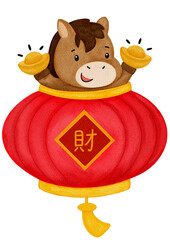 Horse come out from chinese lantern