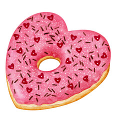 Pinkk heart shaped donut with chocolates sprinkles