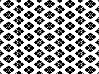 花菱文様　白地に黒い文様　シンプルで美しい和柄の背景