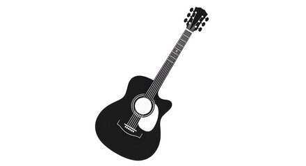 Minimalist Black Acoustic Guitar Vector Illustration Isolated on White Background