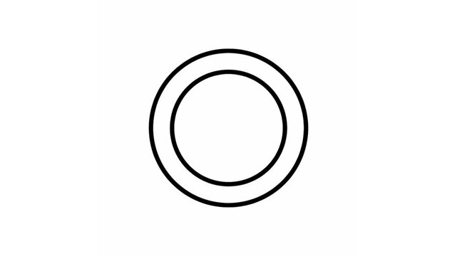 Simple Black Concentric Circles Animation on White Background.