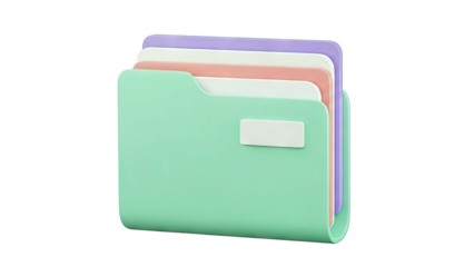 Pastel Colored File Folder with Papers