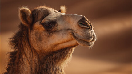 Obraz premium Close-Up Camel in Arid Desert Landscape