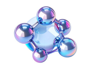 3D-rendered molecular structure in vibrant, iridescent colors