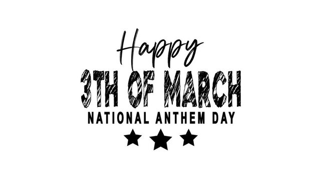 Happy 3rd of march national anthem day greetings suitable for social media posts, greeting cards, and presentations honoring national anthems.