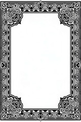 AI Generative. Vertical Double Layered Ethnic Border with Calligraphic Patterns. 19