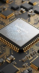 Close-up of a Modern Computer Chip on a Circuit Board.