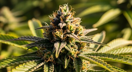 Close-up of a Mature Cannabis Bud Ready for Harvest.