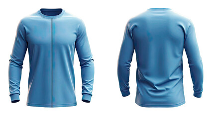 Blue Long Sleeve T-Shirt Mockup (Front and Back Views)