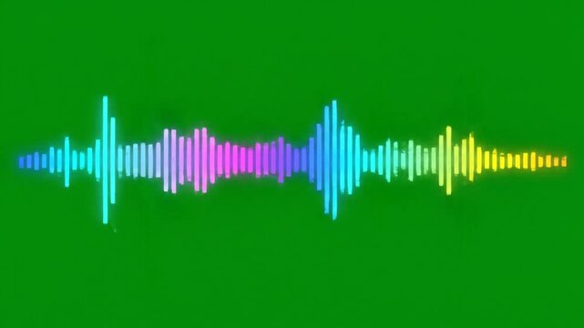 Neon Audio Spectrum Analyzer Visualization on Green Screen