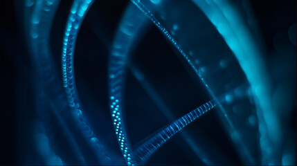 artificial. Abstract blue LED light patterns creating a futuristic ambiance on a dark background. product launch decks, UI/UX mockups, designed for data visualization dashboards and holographic UIs.