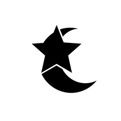 Obraz premium Black star and crescent moon symbol.