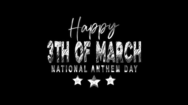 Happy 3rd of march national anthem day graphic for celebrations, posters, social media, and educational purposes. Perfect for patriotic designs.