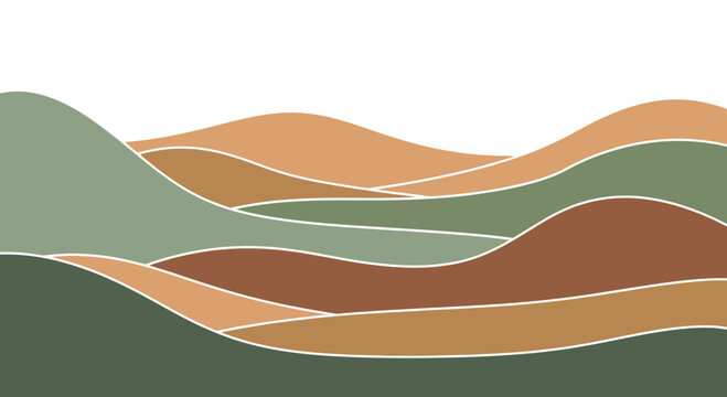 Abstract Landscape, Rolling Hills, Earth Tones, Minimalist Design