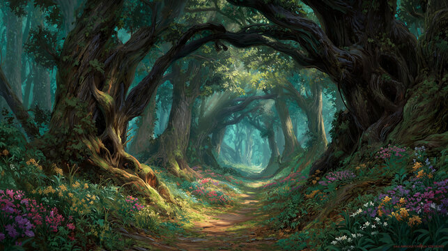 Fantasy forest dreamlike environment