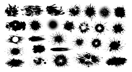 Dark Grungy Ink Splatters Abstract Vector Art