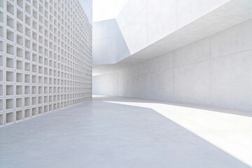 Obraz premium Minimalist White Concrete Building Interior Space