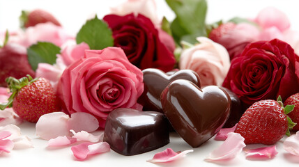 Valentine celebration sweets and flowers